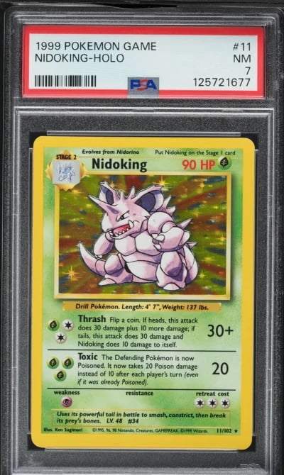 1999 Pokemon Base Set Holo Nidoking #11 PSA 7 NRMT