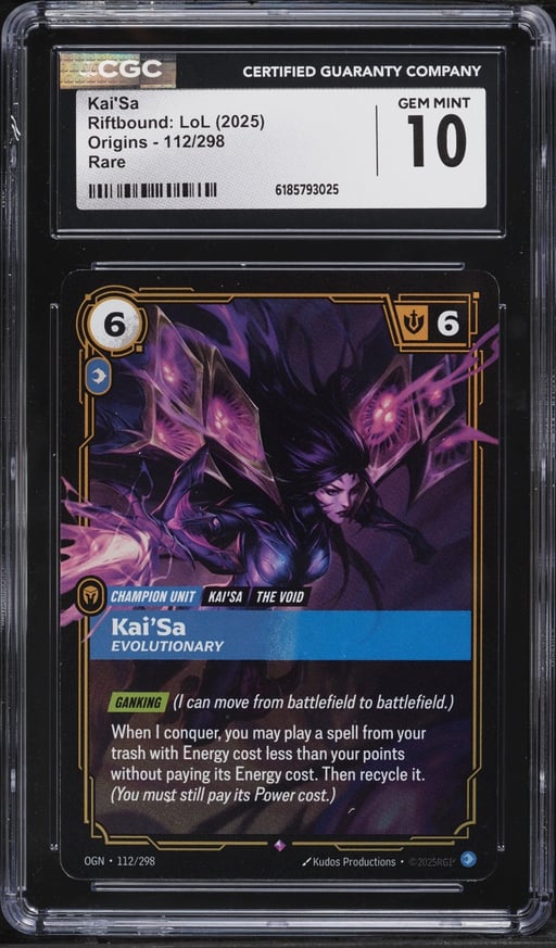 2025 Riftbound League Of Legends LoL Origins Kai'Sa #112 CGC 10 GEM MINT
