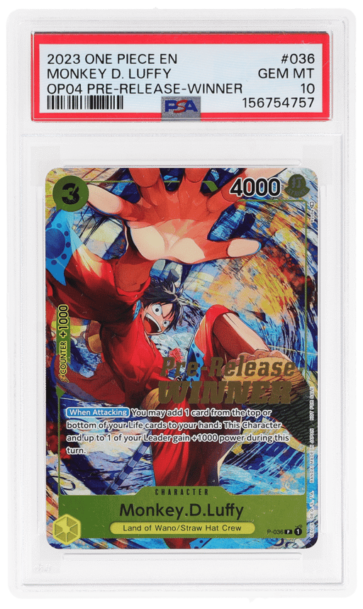 2023 One Piece Kingdoms of Intrigue Prerelease Winner Monkey D. Luffy #P-036 PSA 10