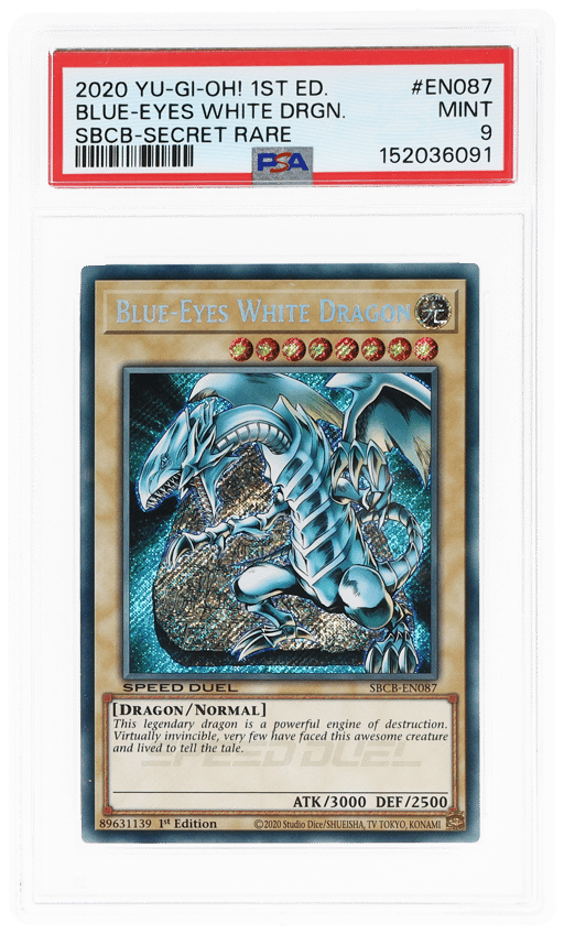 2020 Yu-Gi-Oh! Speed Duel: Battle City Box 1st Edition Secret Rare Blue-Eyes White Dragon #SBCBEN087 PSA 9