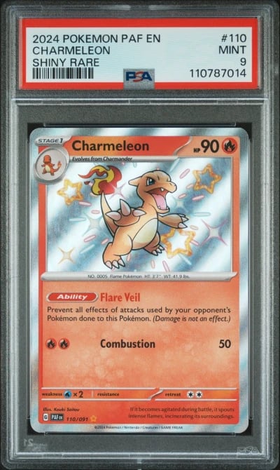 2024 POKEMON PAF EN-PALDEAN FATES SHINY RARE #110 CHARMELEON PSA 9