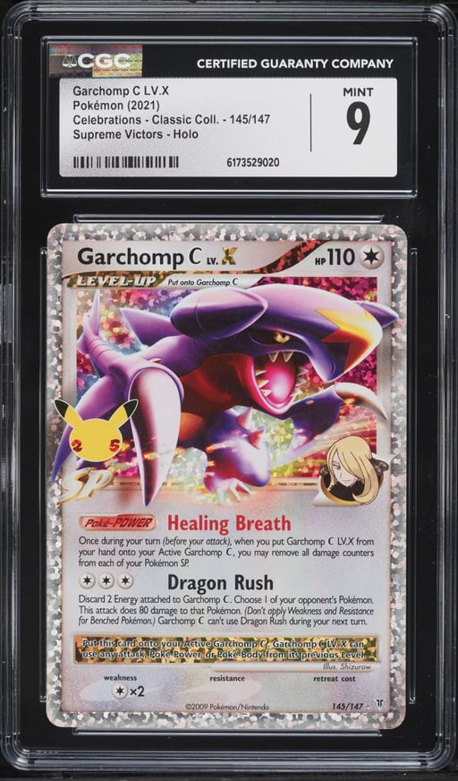 2021 Pokemon Sword & Shield Celebrations Holo Garchomp C LV.X #145 CGC 9 MINT