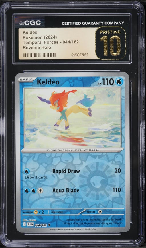 2024 Pokemon Temporal Forces Reverse Holo Keldeo #044 CGC 10 PRISTINE