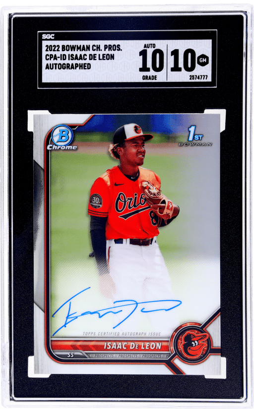 2022 Bowman Chrome Prospect Autograph Isaac De Leon #CPAID SGC 10