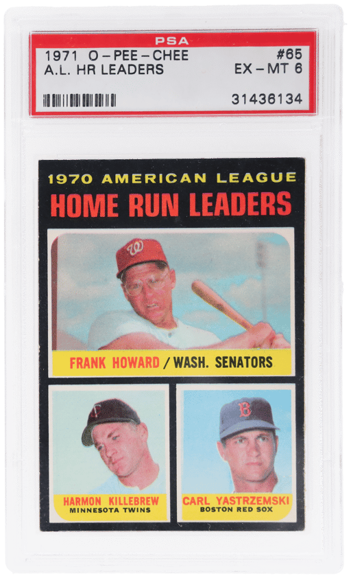 1971 O-Pee-Chee Al Home Run Leaders Frank Howard/Harmon Killbrew/Carl Yastrzemski #65 PSA 6