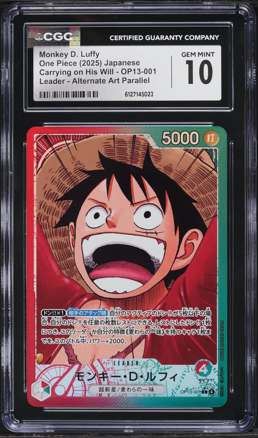 2025 One Piece Japanese Carrying On His Will Leader Monkey D. Luffy #OP13-001 CGC 10 GEM MINT