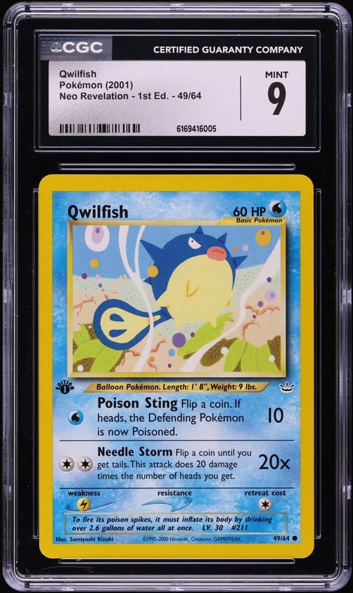 2001 Pokemon Neo Revelation 1st Edition Qwilfish #49 CGC 9 MINT