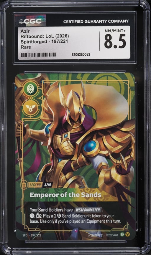 2026 Riftbound League Of Legends LoL Spiritforged Azir #197 CGC 8.5 NM-MT+