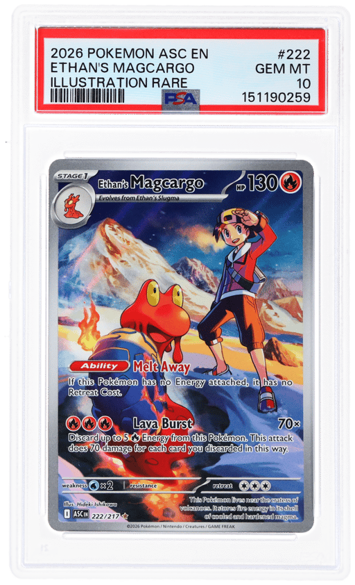 2026 Pokemon Mega Evolution Ascended Heroes Illustration Rare Ethan's Magcargo #222 PSA 10