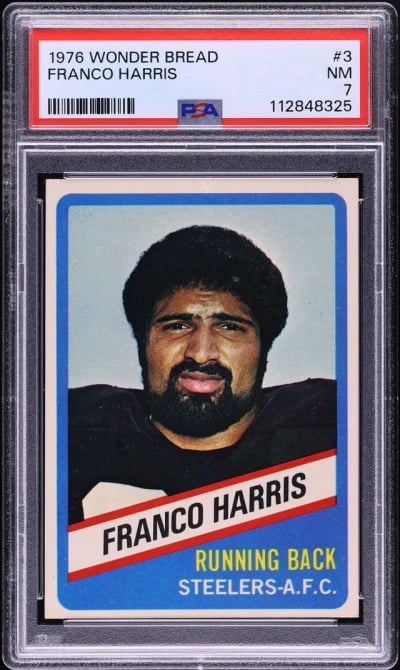 1976 Wonder Bread Football Franco Harris #3 PSA 7 NRMT