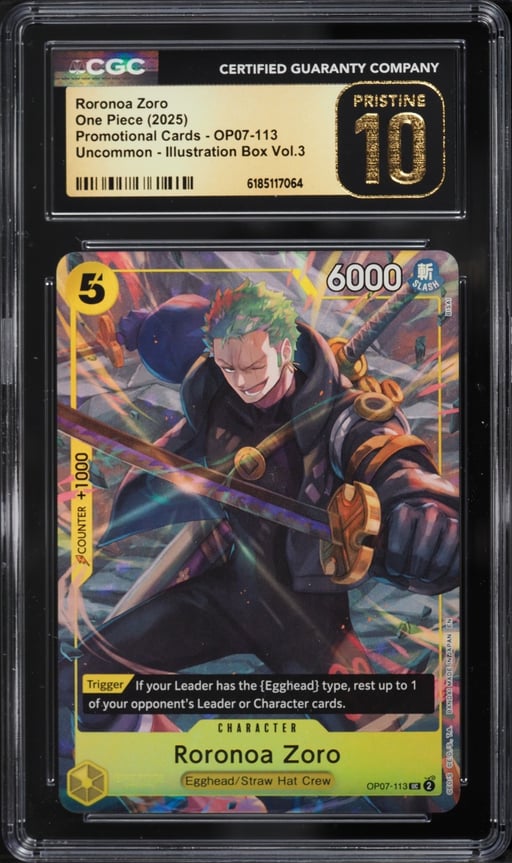 2025 One Piece Promo Illustration Box Vol. 3 Roronoa Zoro #OP07-113 CGC 10 PRISTINE