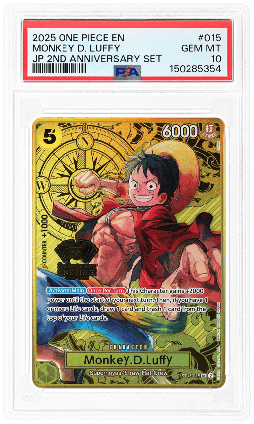 2025 One Piece Card Game Promo 2nd Anniversary Set Monkey D Luffy #ST13015 PSA 10