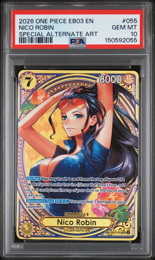 2026 ONE PIECE EB03-EXTRA BOOSTER -ONE PIECE HEROINES EDITION- 055 NICO ROBIN SPECIAL ALTERNATE ART PSA 10