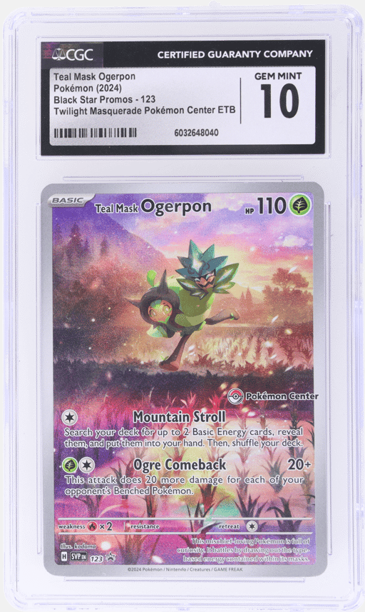 2024 Pokemon Scarlet and Violet Black Star Promo Twilight Masquerade Pokemon Center Elite Trainer Box Teal Mask Ogerpon #123 CGC 10