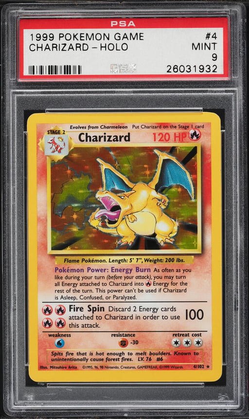 1999 Pokemon Base Set Holo Charizard #4 PSA 9 MINT