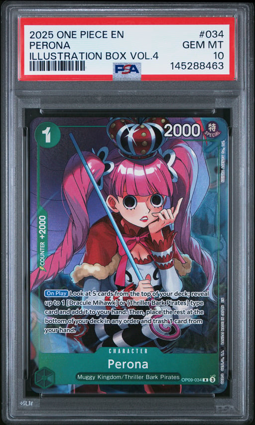 2025 ONE PIECE PROMOS 034 PERONA ILLUSTRATION BOX VOL.4 PSA 10