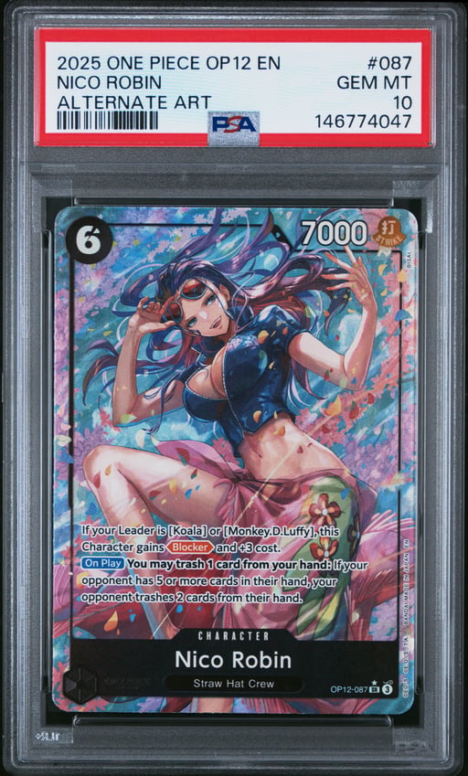 2025 ONE PIECE OP12-LEGACY OF THE MASTER 087 NICO ROBIN ALTERNATE ART PSA 10