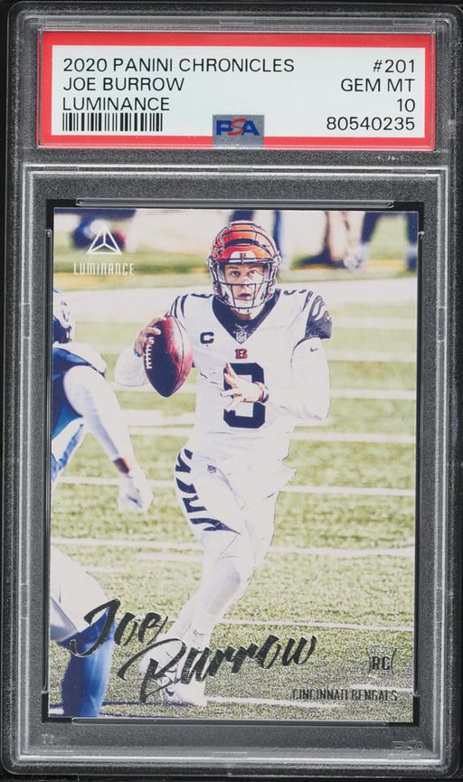 2020 Panini Chronicles Luminance Joe Burrow ROOKIE #201 PSA 10 GEM MINT