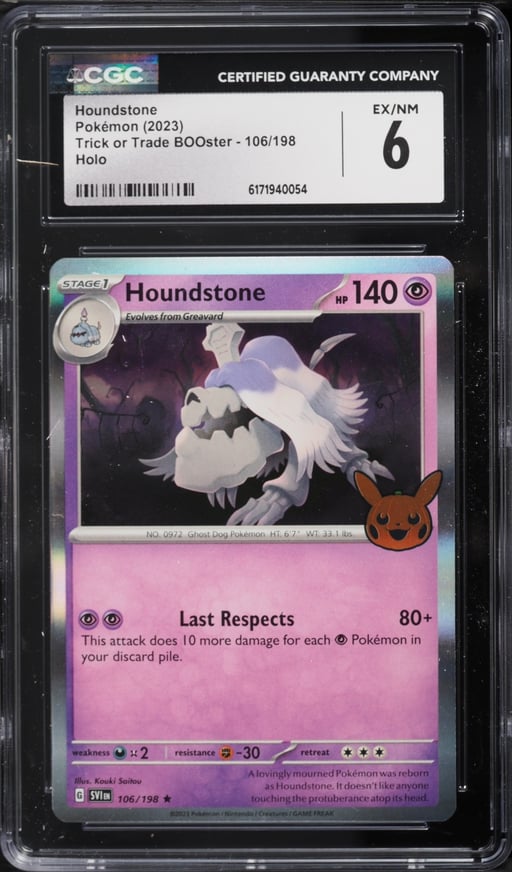 2023 Pokemon Scarlet & Violet Trick Or Trade BOOster Holo Houndstone #106 CGC 6 EXMT