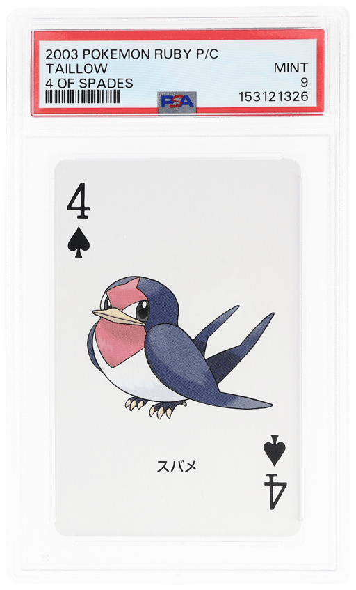 2003 Pokemon Ruby Version Playing Cards 4 of Spades Taillow PSA 9