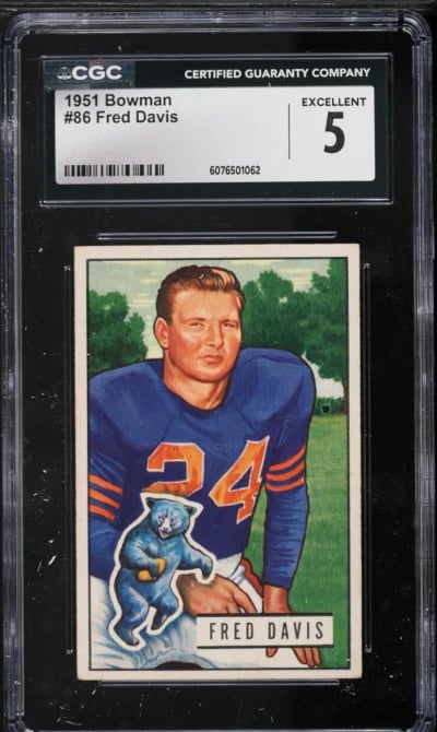 1951 Bowman Football Fred Davis #86 CGC 5 EX
