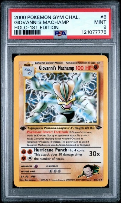 2000 POKEMON GYM CHALLENGE HOLO-1ST EDITION #6 GIOVANNI'S MACHAMP PSA 9