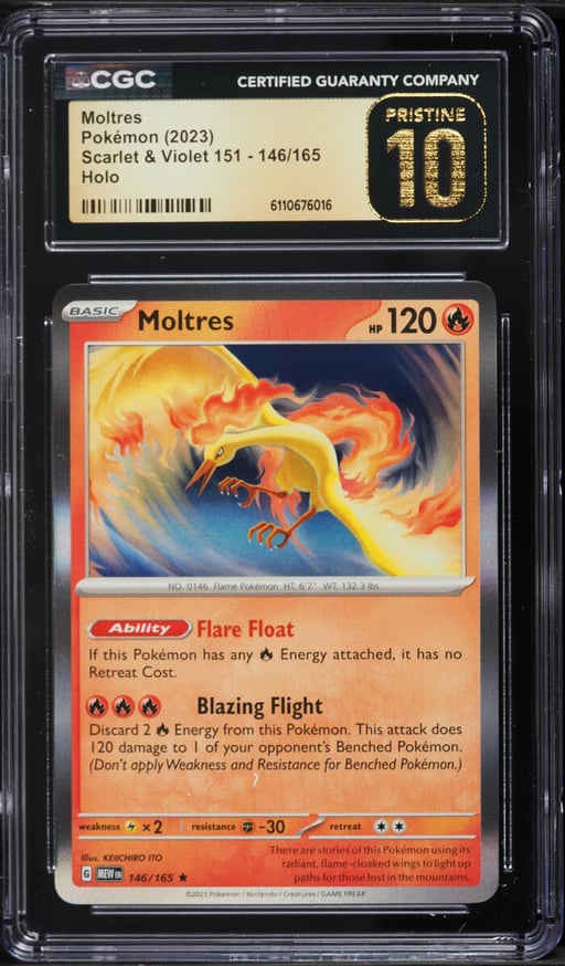 2023 Pokemon Scarlet & Violet 151 Holo Moltres #146 CGC 10 PRISTINE