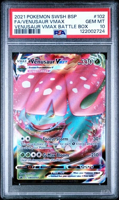 2021 POKEMON SWSH BLACK STAR PROMO #102 FULL ART/VENUSAUR VMAX PSA 10