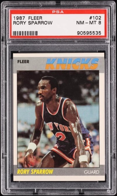 1987 Fleer Basketball Rory Sparrow #102 PSA 8 NM-MT