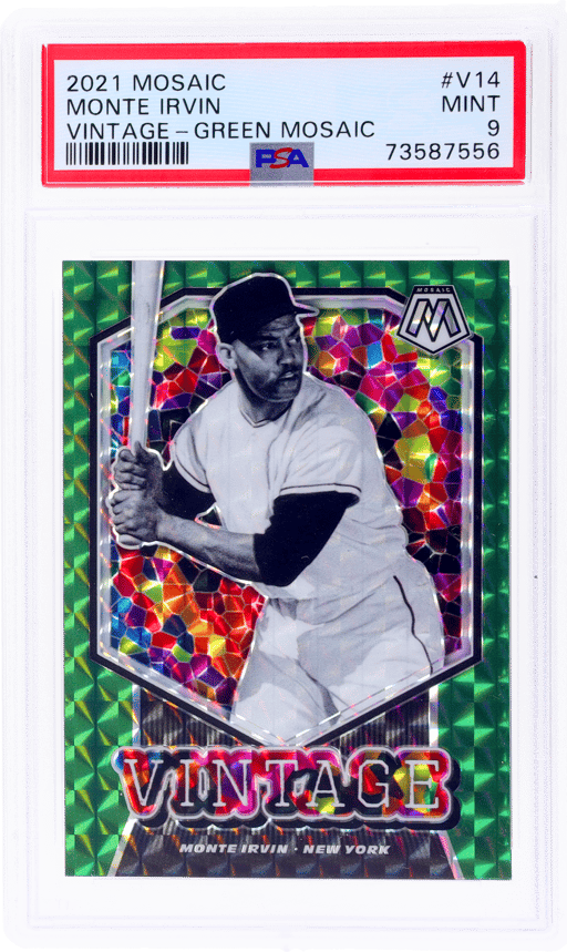 2021 Panini Mosaic Vintage Green Mosaic Monte Irvin #14 PSA 9