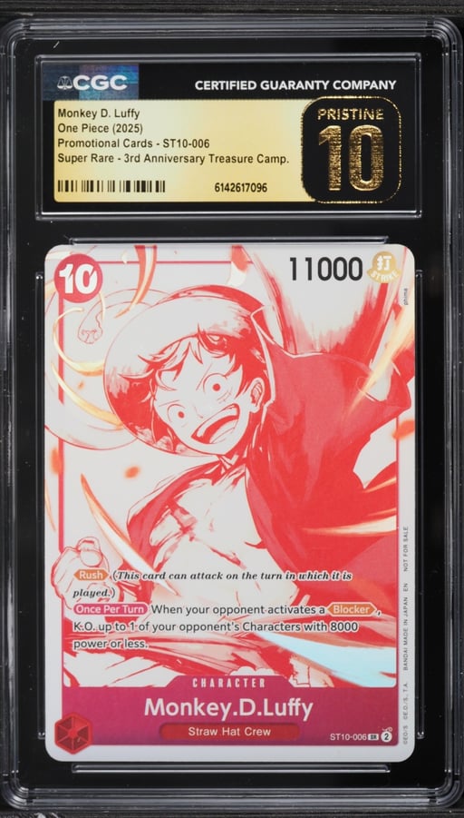 2025 One Piece Promo 3rd Anniversary Treasure SR Monkey D. Luffy #ST10-006 CGC 10 PRISTINE