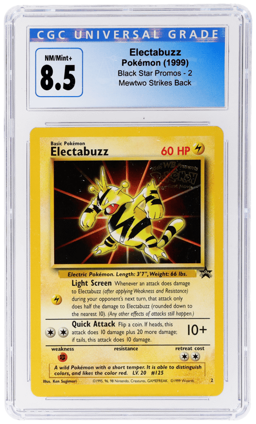 1999 Pokemon Wizards of the Coast Black Star Promo Mewtwo Strikes Back Electabuzz #2 CGC 8.5