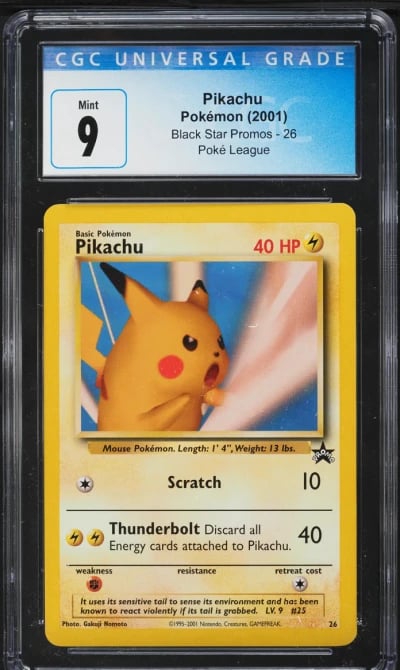 2001 Pokemon League Black Star Promo Pikachu #26 CGC 9 MINT