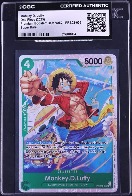 2025 One Piece Premium Best Vol. 2 SR Monkey D. Luffy #PRB02-005 CGC AUTH