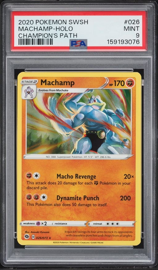 2020 Pokemon Sword & Shield Champion's Path Holo Machamp #26 PSA 9 MINT