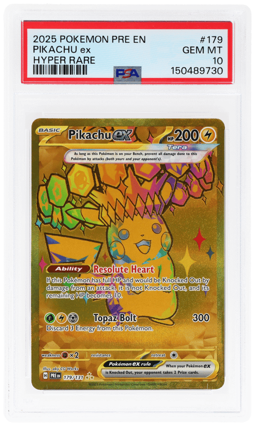 2025 Pokemon Scarlet and Violet Prismatic Evolutions Hyper Rare Pikachu Ex #179 PSA 10