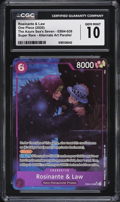 2026 One Piece The Azure Sea's Seven Alt Art Rosinante & Law #EB04-038 CGC 10 GEM MINT
