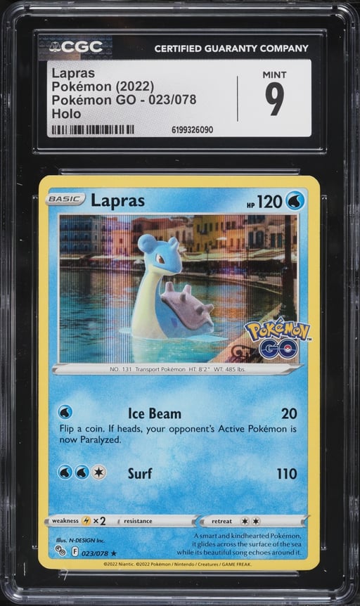 2022 Pokemon Japanese Sword & Shield GO Holo Lapras #23 CGC 9 MINT