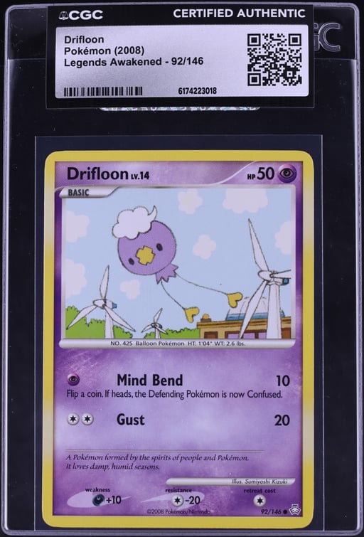 2008 Pokemon Diamond & Pearl Legends Awakened Drifloon #92 CGC AUTH