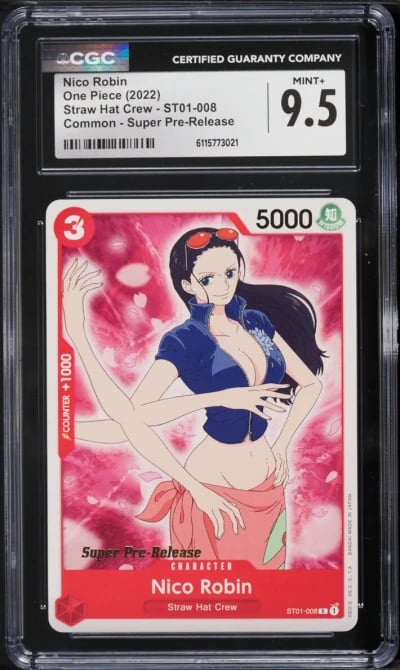 2022 One Piece Straw Hat Crew Super Pre-Release Nico Robin #ST01-008 CGC 9.5 MINT+