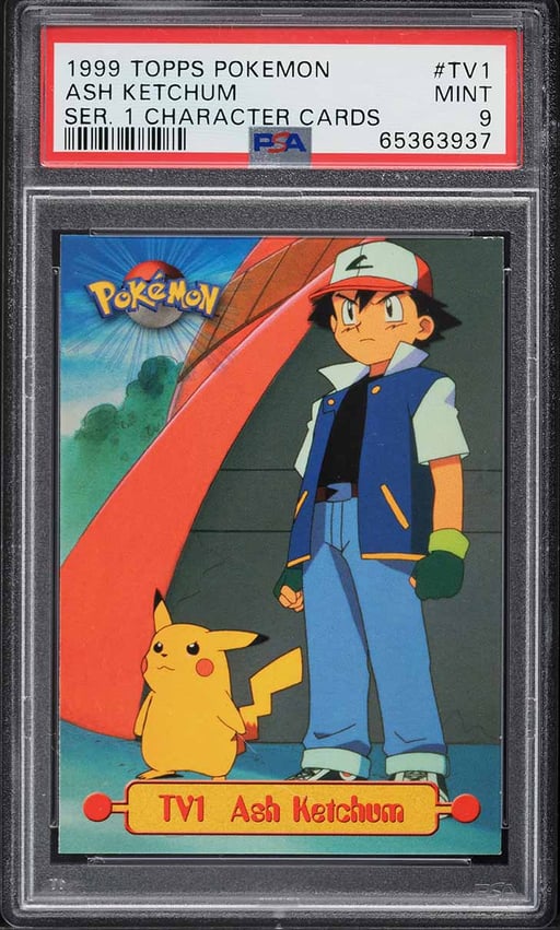 1999 Topps Pokemon Series 1 Character Cards Ash Ketchum #TV1 PSA 9 MINT