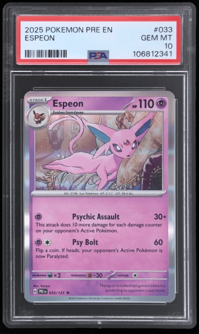 2025 Pokemon Scarlet and Violet Prismatic Evolutions Espeon #33 PSA 10