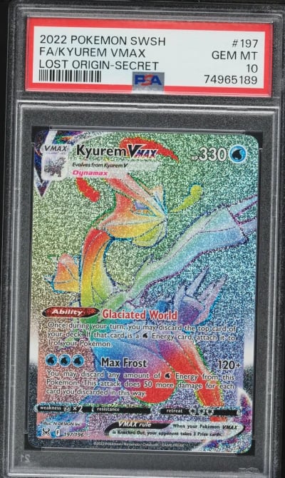 2022 Pokemon Sword & Shield Lost Origin Rainbow Rare Kyurem VMAX #197 PSA 10 GEM MINT