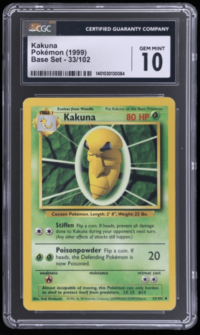 1999 Pokemon Base Set Kakuna #33 CGC 10