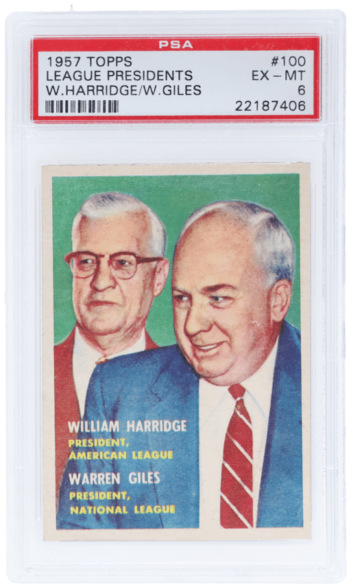 1957 Topps League Presidents Warren Giles/William Harridge #100 PSA 6