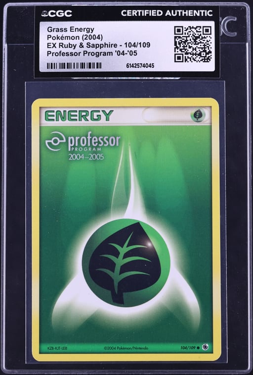 2004 Pokemon EX Ruby & Sapphire Professor Program Grass Energy #104 CGC AUTH