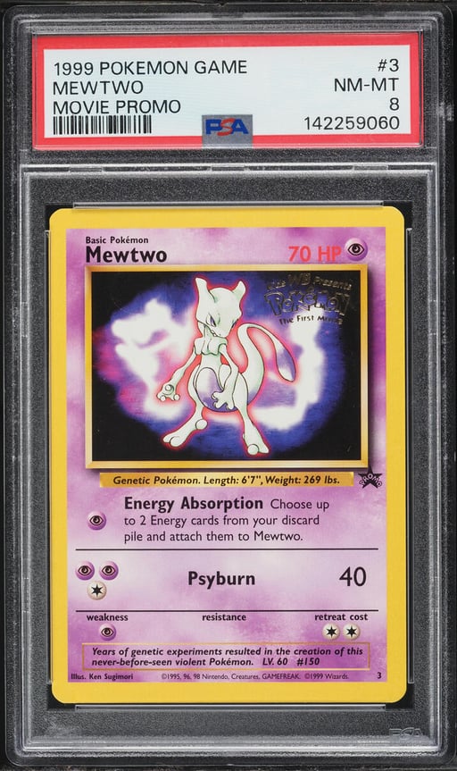 1999 Pokemon Base Set Promo Movie Mewtwo #3 PSA 8 NM-MT