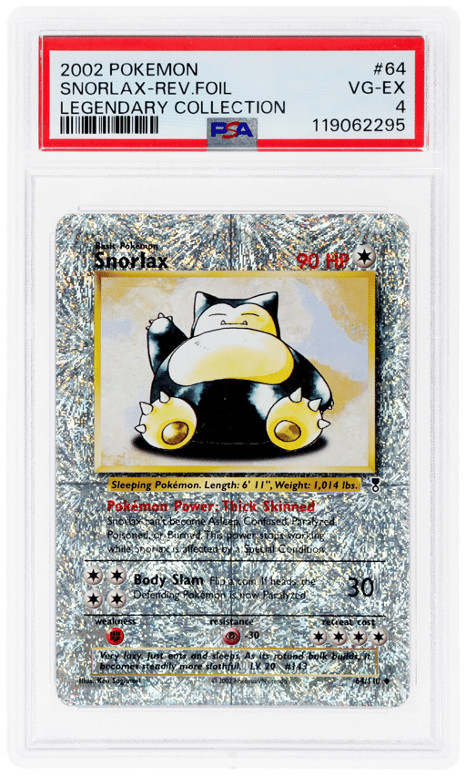 2002 Pokemon Legendary Collection Reverse Holo Snorlax #64 PSA 4