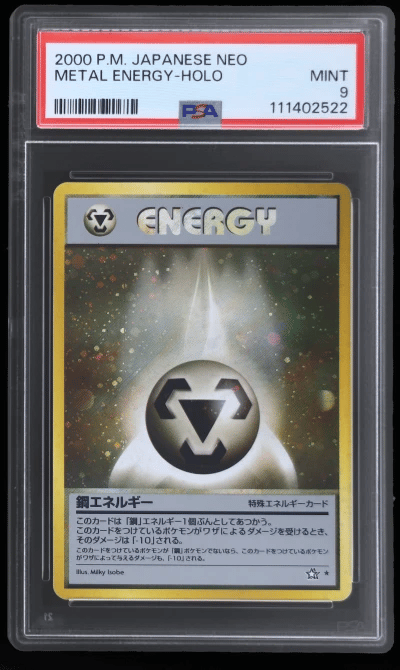 2000 Pokemon Neo 1 Gold Silver To A New World Japanese Holo Metal Energy #19 PSA 9