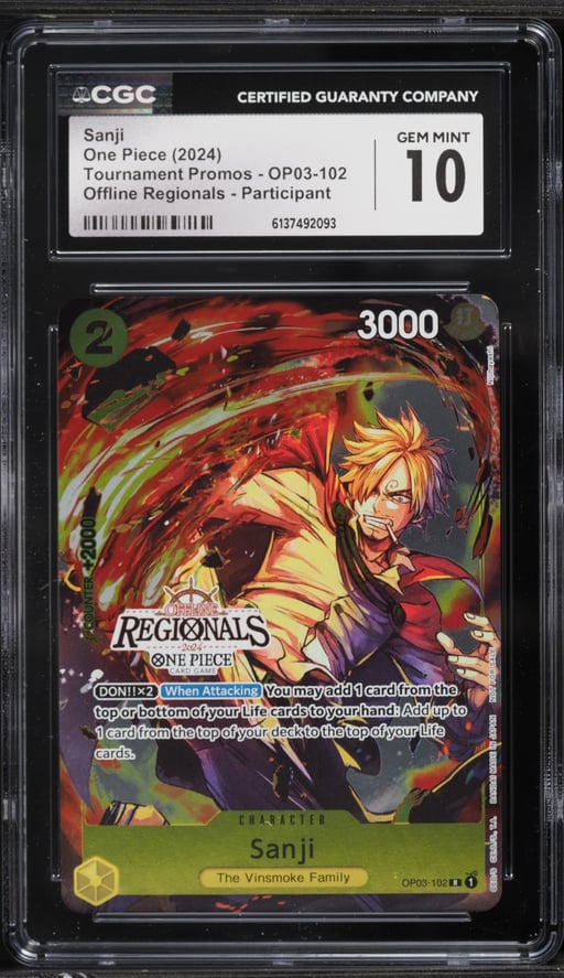 2024 One Piece Promo Online Regionals Participant Sanji #OP03-102 CGC 10 GEM MINT